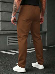 SLATEMANN Men's Drawstring Pants,Shades Of Brown,Autumn,Casual,Work,Comfortable Design,INS Style,Husband Gift,Weddings,Photography,Y2K,Essential All Seasons - Coffee Brown - View 2
