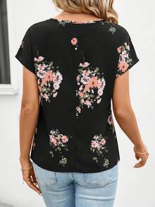 SHEIN Clasi 女士碎花圆领短袖休闲衬衫 - 彩色 - 查看 2