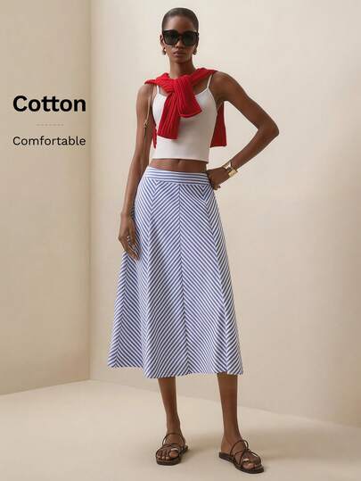 Briarwyn Falda casual y versátil a rayas para mujer