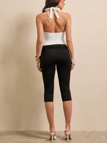 Silquee All White Backless Sports Athletic Athleisure Halter Top Gym Summer Gym - Creamy White - View 5
