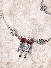 SpongeBob SquarePants | SHEIN New Creative Cartoon Underwater Animal Pattern Pendant Bracelet, IP Joint Design, Cute Personalized, Simple And Generous, Can Also Be Used As Accessories, Suitable For Various Parties, Concerts, Festivals, Exquisite Gifts - Platinum - View 3