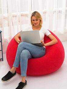 1 Piece Inflatable Sofa Chair, Foldable Portable Inflatable Leisure Chair With Backrest, Soft Bean Bag Style Seat For Living Room Bedroom Balcony Dormitory Outdoor Camping - Multicolor - View 4