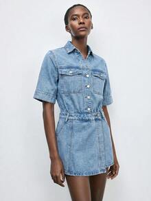 Maija Quần yếm & áo liền quần denim dành cho nữ - Màu xanh lam - Xem 6