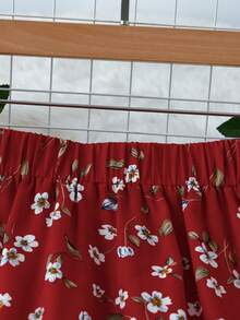 SHEIN LUNE 女款熟齡碎花印花高腰長裙 - 紅色 - 查看 5