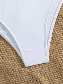 Oceva Women's Summer Vacation Beach Ruched Metal Decor Triangle Bikini Bottom - White - View 7