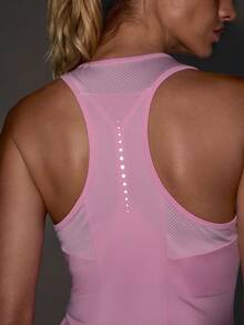 In My Nature Áo tank top thể thao ngoài trời không tay, đa năng, màu hồng phối lưới, lưng phản quang, in chấm bi ombre. - Hồng - Xem 4