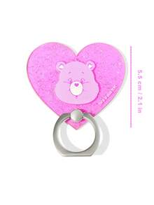 SHEIN X Care Bears 亚克力指环手机支架，桌面支撑支架夹环扣，强力粘性多功能指环，心形，礼品创意，派对，节日，情人节 - 粉色 - 查看 3