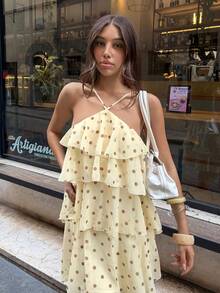 Firerie Đầm chiffon nhiều lớp xếp nếp, thanh lịch, lãng mạn, hở lưng chấm bi dành cho nữ, thích hợp cho kỳ nghỉ, dự đám cưới, phong cách bohemian, boho, hẹn hò, lễ hội, tiệc trà chiều, đi biển, du thuyền, dạo phố. - Nhiều màu - Xem 3