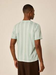 Tonviero Men's Round Neck Striped Letter Print Casual Versatile Commuting Short Sleeve T-Shirt - Multicolor - View 2
