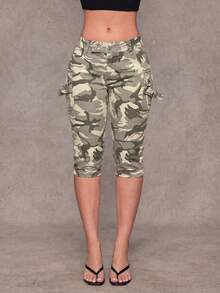 Jeanoix Quần jeans skinny cạp trễ túi cargo họa tiết rằn ri phong cách Y2K dáng lửng - Nhiều màu - Xem 1