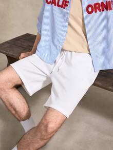 Courvante Men's Casual Shorts, Black, White, Fashion Versatile, Sports Style For Your Tennis Boyfriend - White - View 8