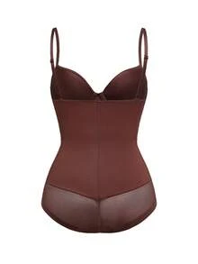 EasyFave Women's Waist Trainer & Shaping Bodysuit With Boning - Coffee Brown - View 2