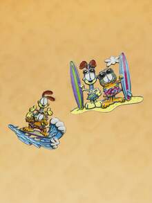 GARFIELD | SHEIN 新款創意卡通可愛胸針，IP聯名設計，可愛個性化，簡約大方，亦可用作飾品，適合各種派對、音樂會、節慶，精美禮物 - 白金 - 查看 4