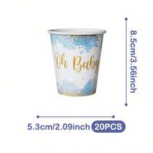 Gold & Blue Baby Disposable Plates, Napkins And Cups Set, Serves 20 Guests. This Disposable Party Set (Including Plates, Napkins And Cups) Is Perfect For Birthday Parties, Weddings And Family Picnics. - View 7