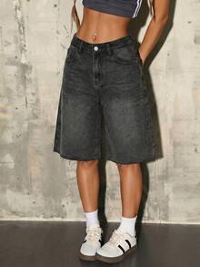 Teen GirlBlue Loose Fit Capri Jeans - Black - View 3