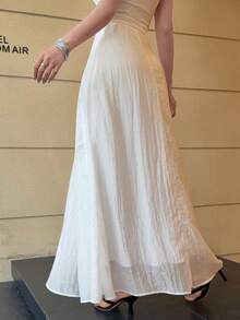 Feyla Women's Solid Color Casual Classy Elegant Versatile Daily Wear Skirt Vacation White Summer - White - View 6