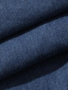 Livesso Đầm denim nữ màu xanh nhạt cổ điển, phối eo, phong cách tối giản, thanh lịch, thích hợp cho kỳ nghỉ, đi biển hoặc đi làm, dáng suông, mùa xuân và hè. - Rửa tối - Xem 7
