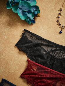 PinupPomp Plus 3packs Crisscross Lace Panties Lingerie - Multicolor - View 3