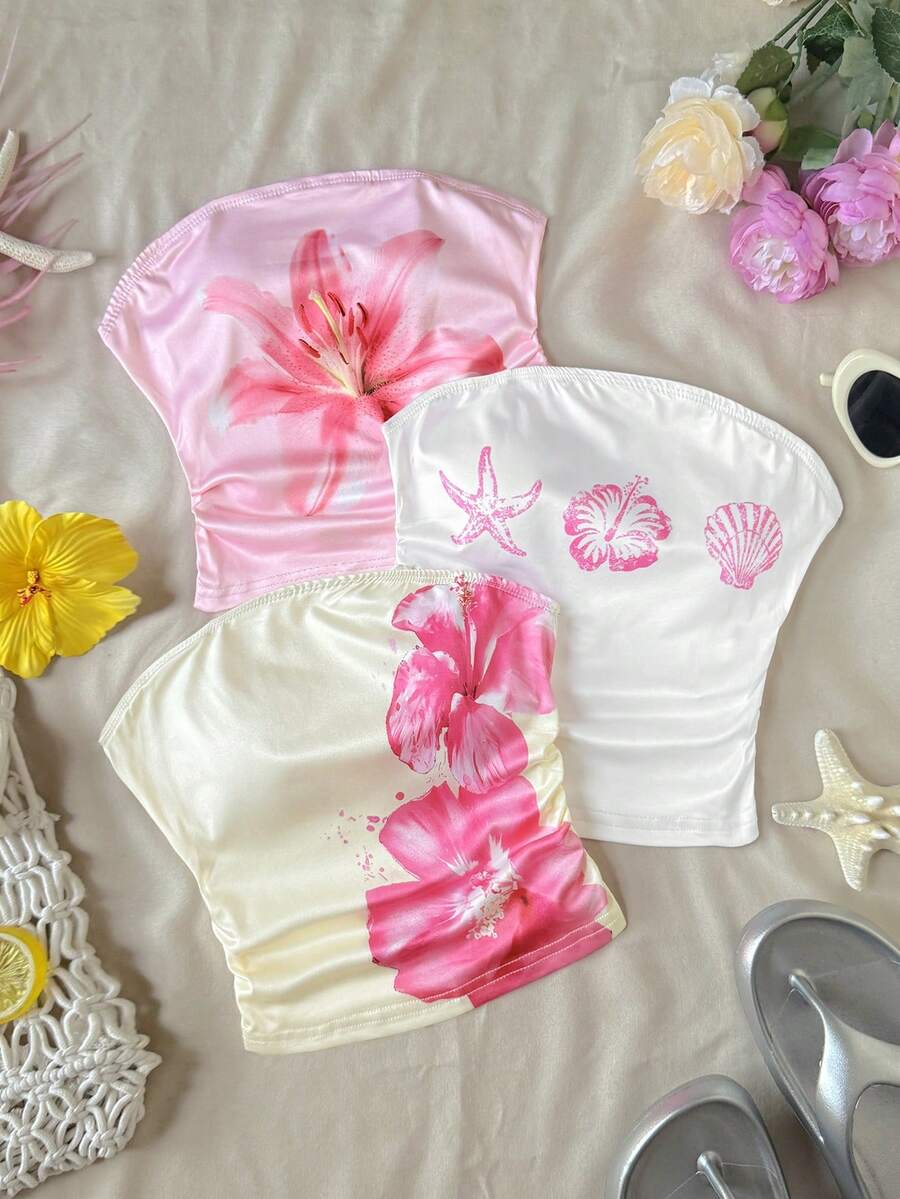 SHEIN 3件套 少女修身休闲运动吊带背心基础款上衣 - 彩色 - 查看 1