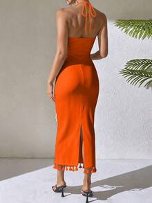 SHEIN Raffinéa Floral Print Bodycon Dress - Orange - View 2
