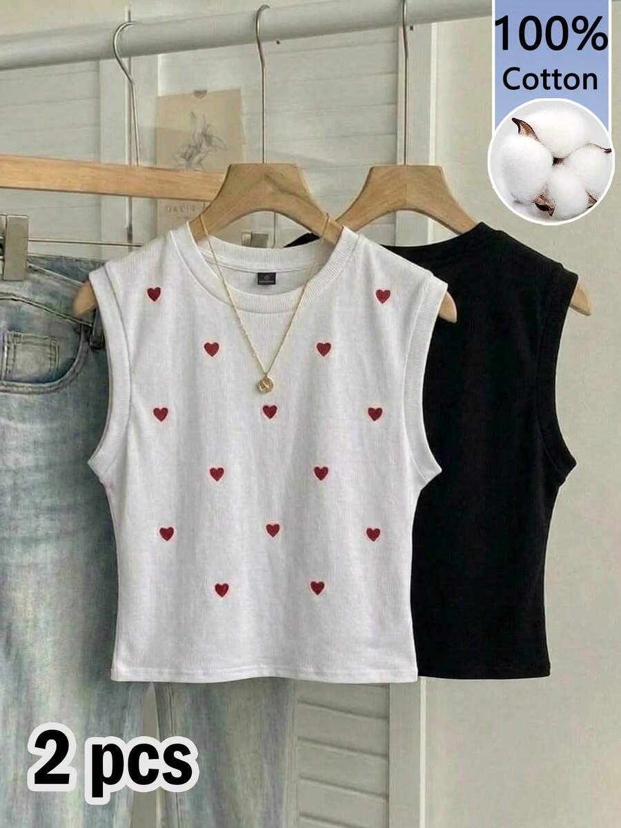 Tseoso 2PCS Women Tank Tops & Camis - Black - View 1