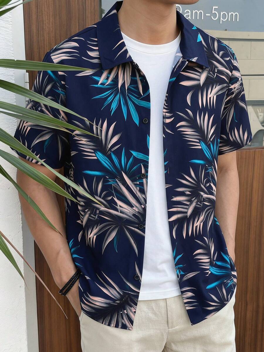 SHEIN 青少年男童休闲印花短袖Polo衫,适合夏季穿着 - 彩色 - 查看 1