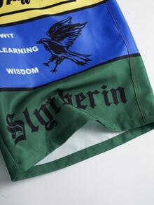 HARRY POTTER X SHEIN Men's Denim Shorts For Daily Wear - Multicolor - View 7