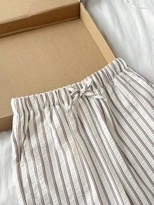 青少年女孩休閒日常百搭舒適寬鬆簡約圓領套頭T恤套裝 - 彩色 - 查看 6