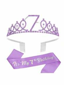 SHEIN 2 cái/bộ dây đeo sinh nhật vương miện công chúa vương miện nữ hoàng vương miện đá quý băng đô sinh nhật dây đeo sinh nhật có ghim vương miện sinh nhật vui vẻ và ruy băng dây đeo cho trang trí tiệc sinh nhật, giáng sinh - Nhiều màu - Xem 16