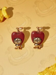 GARFIELD | SHEIN Sepasang Anting Tusuk Kecil Motif Kartun Kreatif Baru, Desain Sambungan IP, Lucu dan Personal, Sederhana dan Elegan, Dapat Juga Digunakan Sebagai Aksesori, Cocok untuk Berbagai Pesta, Konser, Festival, Hadiah Istimewa - Emas - View 1