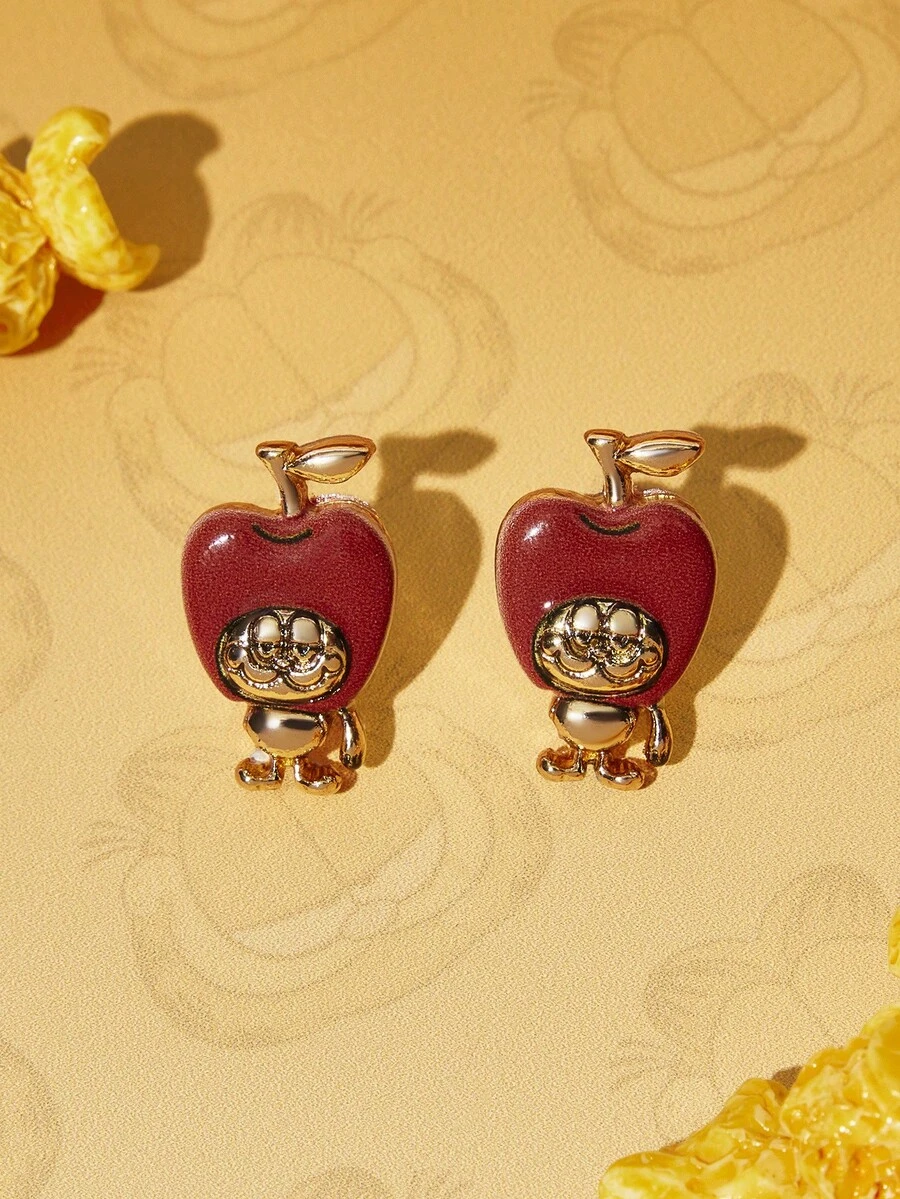 GARFIELD | SHEIN Sepasang Anting Tusuk Kecil Motif Kartun Kreatif Baru, Desain Sambungan IP, Lucu dan Personal, Sederhana dan Elegan, Dapat Juga Digunakan Sebagai Aksesori, Cocok untuk Berbagai Pesta, Konser, Festival, Hadiah Istimewa - Emas - View 1