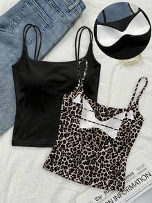 SHEIN PETITE CURVE Áo camisole mùa hè cỡ lớn, đa năng, có đệm mút, ôm sát, không lưng. - Nhiều màu - Xem 6