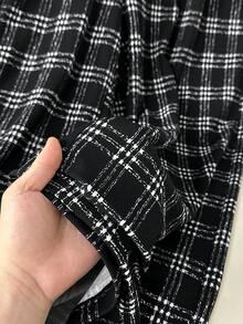 CosyJoli 大尺碼女款休閒 80 年代黑白寬腿褲，夏季返校畢業時尚口袋長褲，適合通勤與海灘 - 黑色 - 查看 8