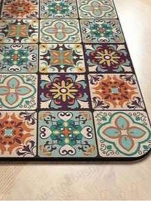 Alfombra y tapete de suelo de cocina de tierra de diatomeas con patrón floral vintage para San Valentín, bodas y cumpleaños - Multicolor - Ver 1