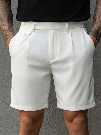Manfinity CasualCool Quần short công sở màu trắng dành cho nam giới.