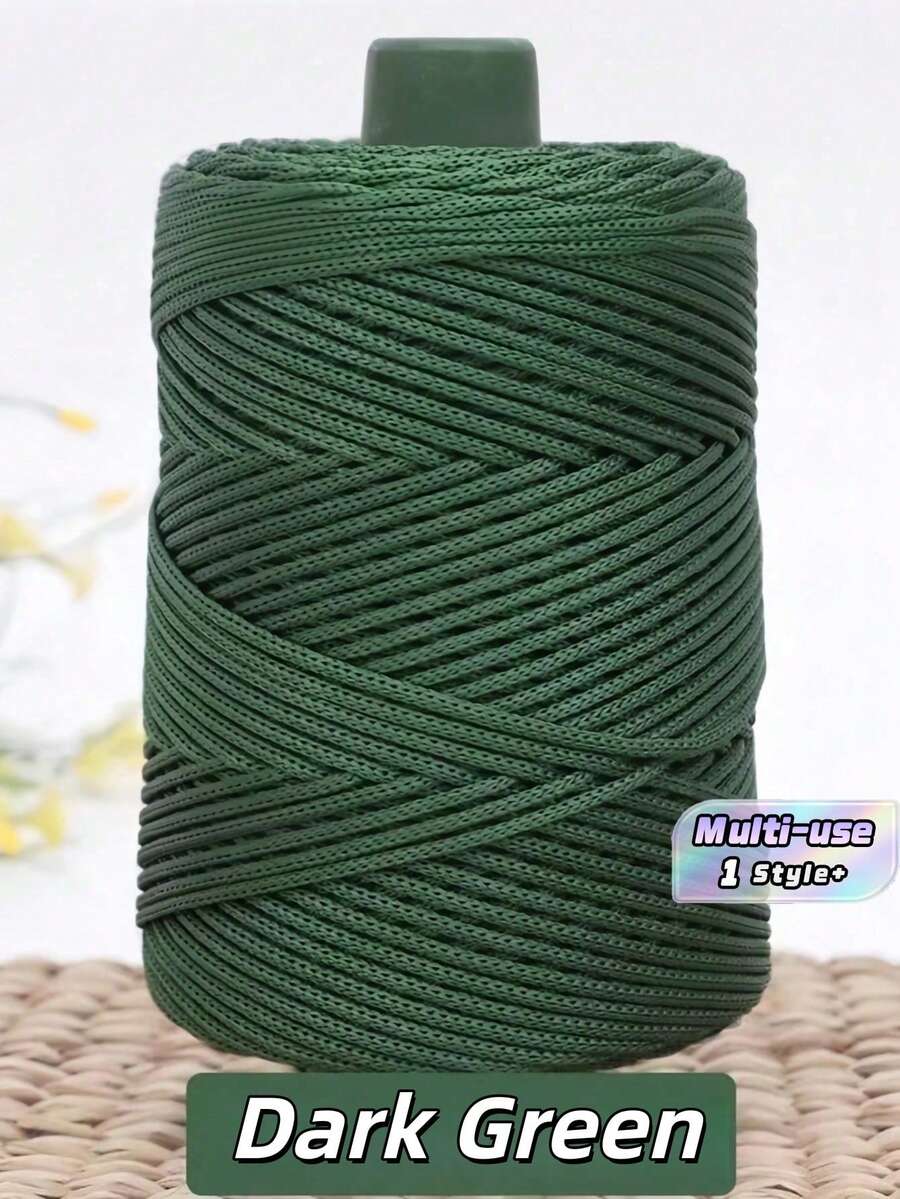 1 rollo de cuerda trenzada y retorcida de colores, cordón hueco para manualidades DIY, accesorios para bolsos hechos a mano, cinturones con cordón, decoración, hilo de polipropileno, hilo para ganchillo, hilo para bolsos hechos a mano, cojines, sombreros, hilo de poliamida de unicolor moderno para DIY - Verde Oscuro - Ver 1