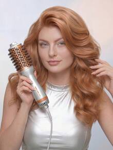 SHEGLAM HAIR Travel Buddy Mini Hot Air Brush,Hair Blow Dryer Brush,Redefine Frizzy Styles,35000RPM Motor Speed & 2 Adjustable Temps,Adds Shine,Volume & Fullness For Smooth,Anti-Frizz Straight,Curl & Blowout Styles-EU Plug Gift Pink Makeup Beach Festivals Hair Care Y2K Vacation Summer Hair Accerssories Back To School Home - Silver - View 10