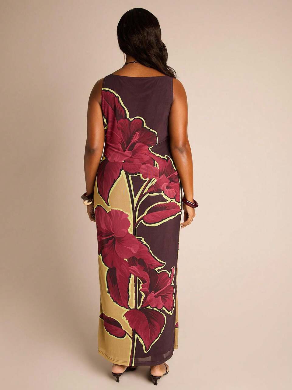 Plus Size Womens Sleeveless Mesh Midi Dress Sexy Elegant Plus Size Vacation Dress Summer Holiday Evening Dress Occasion Wedding Guest Dress Fitted Comfort Stretch Fabric Summer Dresses For Women Ibiza Travel Maxi Dress Long Dresses Floral Placement Print
