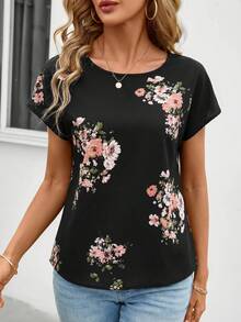 SHEIN Clasi 女士碎花圆领短袖休闲衬衫 - 彩色 - 查看 4
