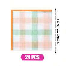 Yellow & Green Gingham Disposable Plates, Napkins And Paper Cups Party Set, Serves 24 Guests. This Disposable Paper Party Tableware Is Suitable For Birthdays, Weddings, Themed Parties And Family Picnics. - View 6