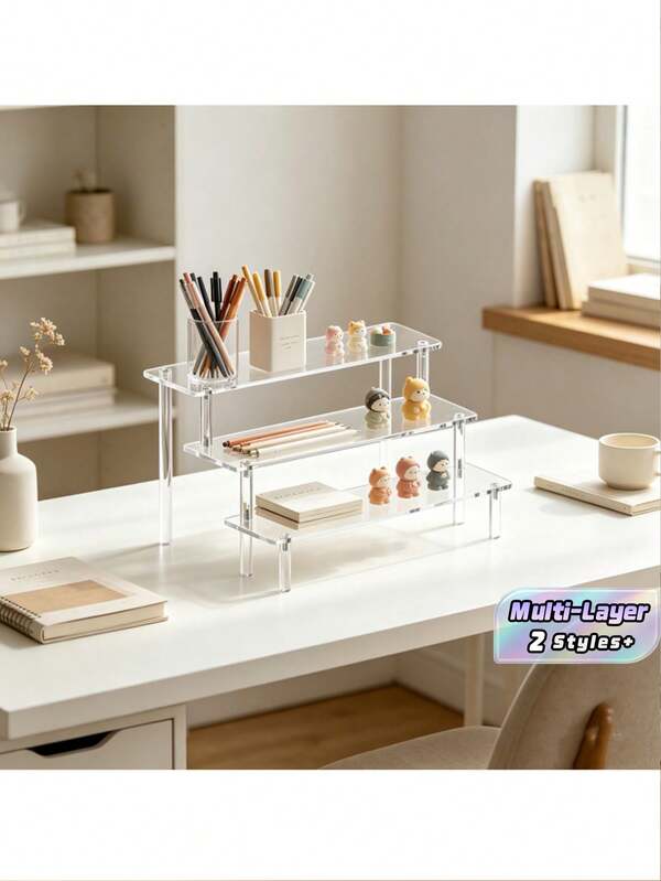 3/4 Tier Acrylic Display Stand, Clear Ladder Shelf For Figures, Blind Boxes, Collectibles, Multi-Layer Organizer Rack