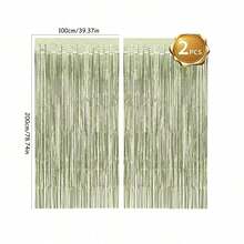 1/2/3 Piecesgreen Foil Curtains, Elegant And Unique, Suitable For Decorations Of Halloween, Christmas, Weddings, Birthday Party Backdrops And Photo Booths - Multicolor - View 3