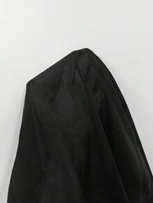 SHEIN Franclia 女士优雅浪漫黑色网纱拼接半身裙 - 黑色 - 查看 5