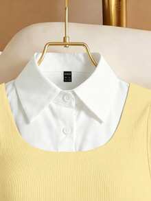 Franclia Conjunto de falda con parches de punto negro y tejido blanco, combinación suave y firme, delgada y linda. Adecuado para el transporte minimalista y las vacaciones del Año Nuevo Lunar, se puede usar a diario o para reuniones, versátil. - Amarillo claro - Ver 4