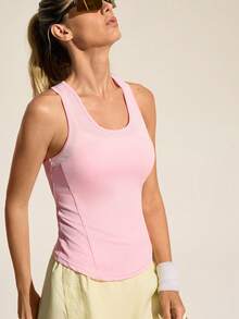 In My Nature Áo tank top thể thao ngoài trời không tay, đa năng, màu hồng phối lưới, lưng phản quang, in chấm bi ombre. - Hồng - Xem 10