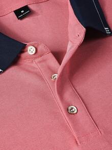 Manfinity Homme Men's Business Casual Knight Pattern Print Short Sleeve Button-Up Polo Shirt - Hot Pink - View 7