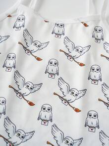 HARRY POTTER X SHEIN Set Kamisol & Celana Dalam Motif Kartun untuk Anak Perempuan Remaja, Musim Panas - Berwarna merah muda - View 5