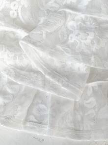 Rusticease 大尺碼女款夏季休閒圓領荷葉邊蕾絲上衣 - 白色 - 查看 6
