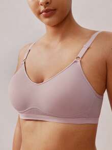 Veilyse 4pcs Women's Comfortable Sleeping Casual Striped Wireless Soft Cup Solid Color Bras - Multicolor - View 5