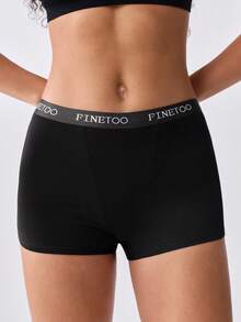 Loungeista 6pcs Letter Waistband Solid Color Comfortable Cotton Sport Panties For Women - Multicolor - View 3